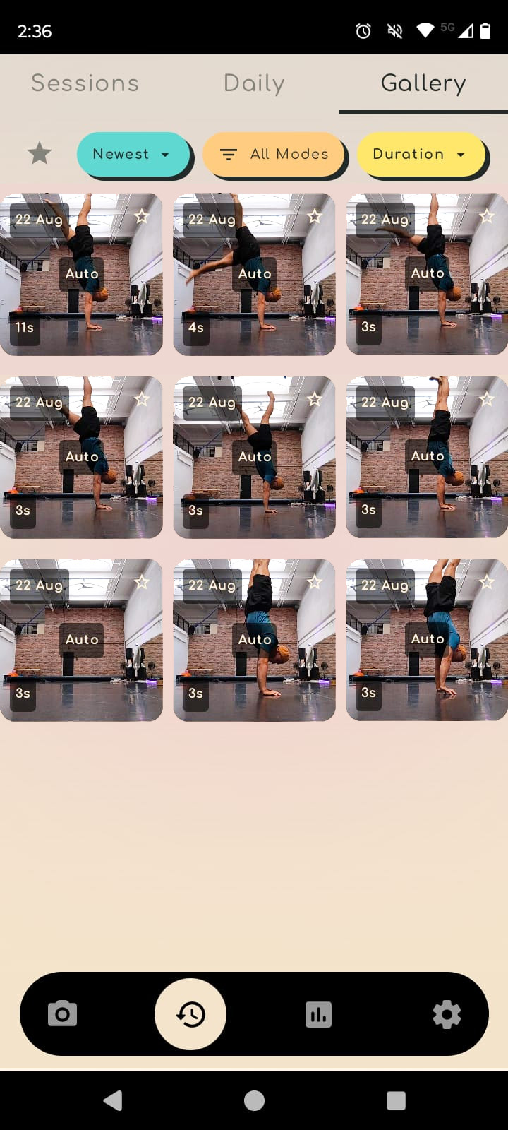 Gallery screen